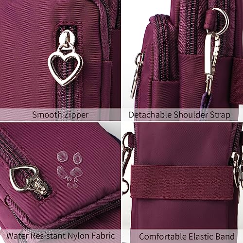 Women Cell Phone Purse Wristband Sport Armband Wallet Travel Crossbody Cell Phone Purse for Galaxy S10 Plus S9 Plus A50 A7 J7,OnePlus 6T,HTC U12 (Purple) - color: Purple