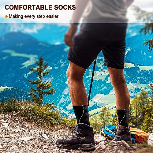 BULLIANT Men 6-Pack Athletic Compression Crew Socks for Running Gym Sports - color: Black 3712, size: 8-10