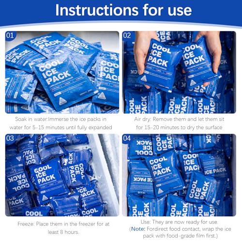Gerrii 20 Pack Reusable Ice Packs for Lunch Box, 48 Hour Long Lasting