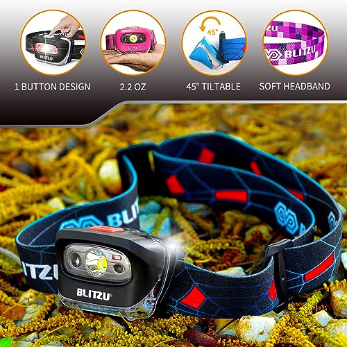 LED Headlamp, Super Bright Headlight Flashlight, Kids & Adults Outdoor Use - color: Black