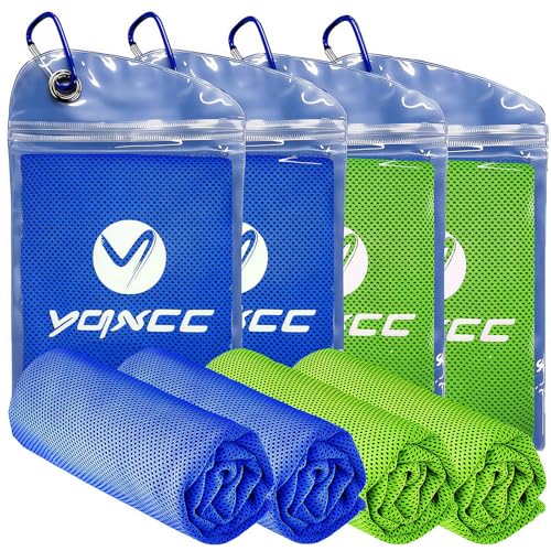 YQXCC 4 Pack Cooling Towels, 40"x12", Ice Cool Towels for Neck & Face - color: 2 Dark Blue, 2 Green