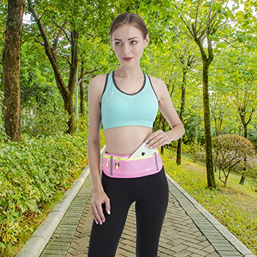 USHAKE Slim Running Belt, Bounce Free Fanny Pack Phone Holder - color: Pink