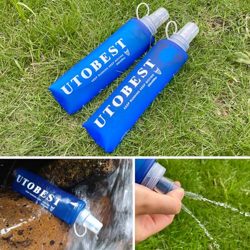 UTOBEST Soft Flask 500ml Collapsible Running Water Bottles - color: Blue-500ml*2