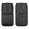 Nylon Cellphone Holster for iPhone SE (2020/2022), 11 Pro, XS/X, 8/7/6S/6, Alcatel Insight, LG Aristo 2, Galaxy S10e - Vertical Case Canvas Waist Carrying Pouch with Belt Clip/Loops, Black - size: Small