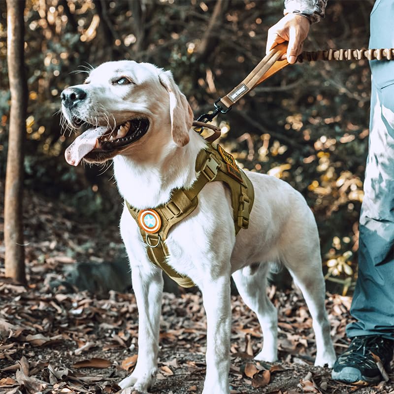 OneTigris Tactical Dog Harness with Handle No-Pull Adjustable for Small Dog - color: Brown, size: X-Small