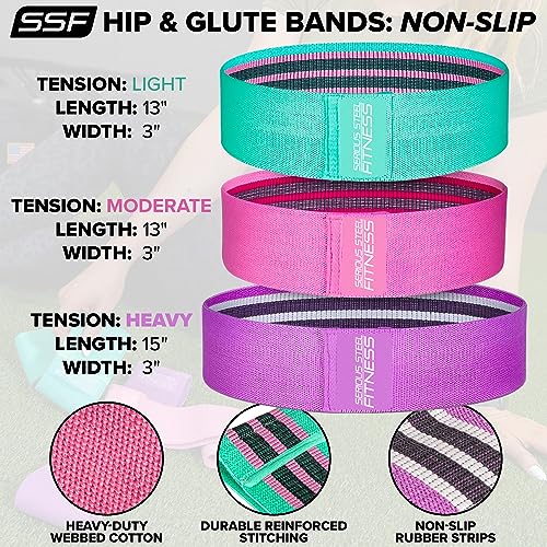 Serious Steel Fitness Hip and Glute Activation Band | Squat & Deadlift Warm-up Band for Hips and Glutes - color: Non-Slip Three Pack (Green-Light, Pink-Medium, Purple-Heavy)