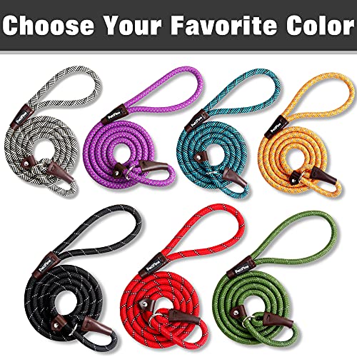 PetiFine Slip Lead Dog Leash Reflective, 6FT x 3/8" Heavy Duty Slip Leash - color: Orange, size: 3/8" x 6 FT
