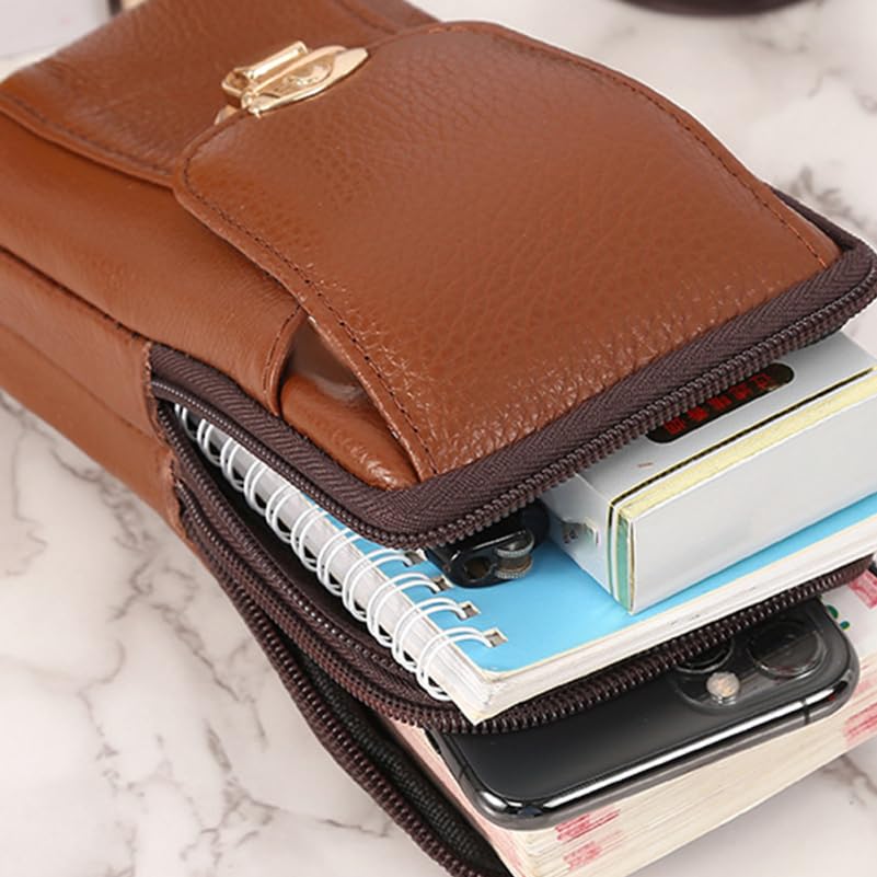 BESTYASH Waist Bag for Men, Waterproof Cowhide Phone Fanny Pack