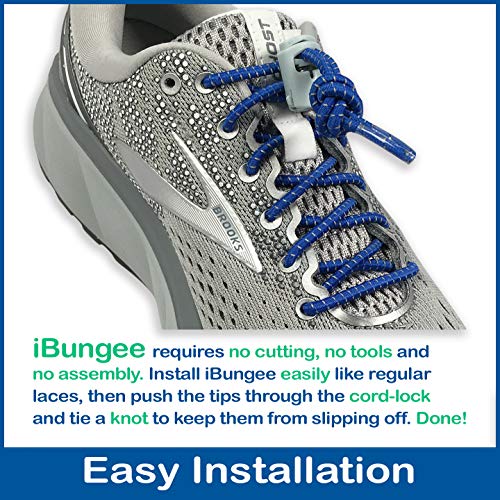 IBUNGEE LACES (Elastic No Tie Shoelaces (Made in the USA) - color: Royal Blue Reflective, size: 22-inch