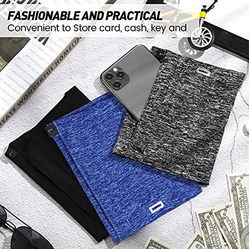 3 Pcs Running Phone Armband for Men Women, Black, Gray, White-Blue, L