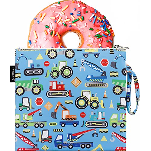 Fammart Reusable Sandwich Bag/Snack Bag for Kids & Adults, Dual Layer Lunch Bag with Handle, Washable, Food Safe, BPA Free (1-Pack, Car) - color: Large, 1 Pack - Car