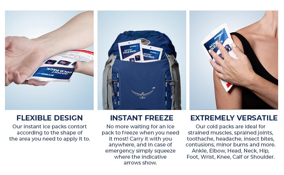 Instant Cold Pack, Disposable, Large, 7.5 x 4.5 Inches, Ice Packs for Pain Relief (36 per Pk) - color: 36 Per Pk