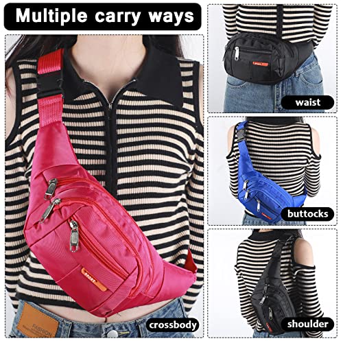 3 Pcs Fanny Packs Crossbody Waist Bags for Women Men Crossbody Waterproof Fanny Pack Belt Bag for Travel Walking Running Hiking Cycling Outdoor Easy Carry Any Phone, Wallet (Black, Blue, Pink) - color: Black, Blue, Pink
