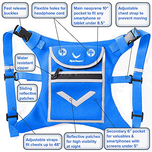 Runtasty Running Mini Backpack Vest for Men & Women, Reflective Phone Holder, Fits Any Phone & iPad Mini, Lightweight Gear - color: Sky Blue