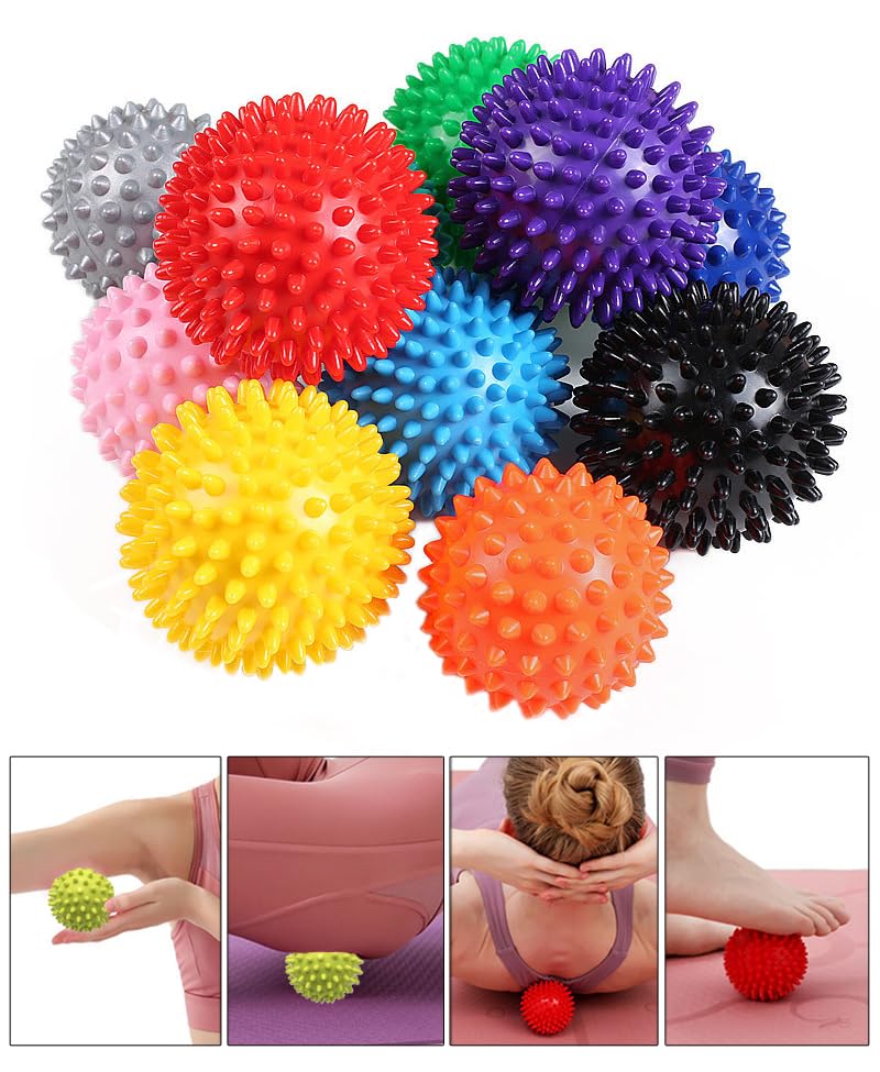 AKOAK 3" Hard Prick Massage Ball, Massage Roller for Plantar Fasciitis, Muscle Soreness Massage Ball - Exercise, Relaxation Massage Ball, Pack of 1 (Neon Green) - color: Neon Green