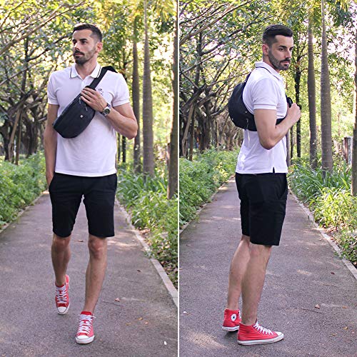 WATERFLY Fanny Pack Waist Bag: Large Crossbody Fannie Bum Belt Bag Hip Phanny Pack for Men Women Outdoor Sport Hiking Traveling Walking - color: Black