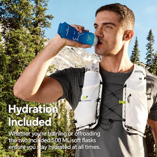N NEVO RHINO Running Hydration Vest with 2 TPU 500ml Soft Flask - color: white, size: Large