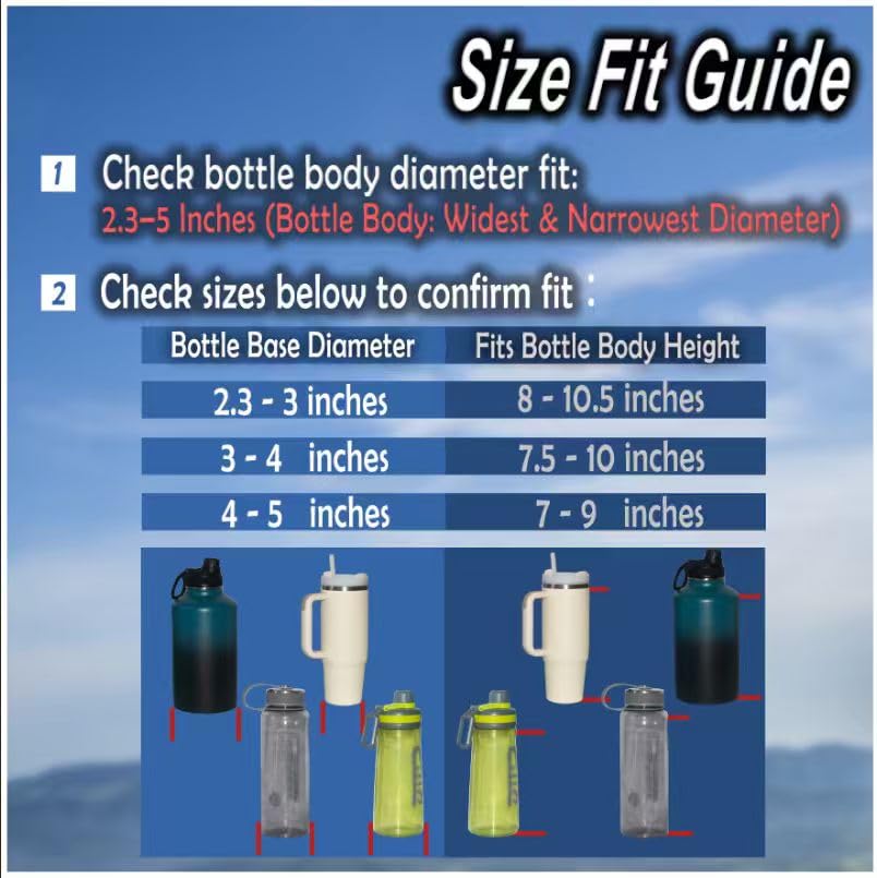 Detachable Water Bottle Holder with Strap & Tactical Pouch, MOLLE Bottle Carrier Sling, Manual Strap Adjustment for Perfect Fit of Most 18-64 oz Bottles, Black - color: Black