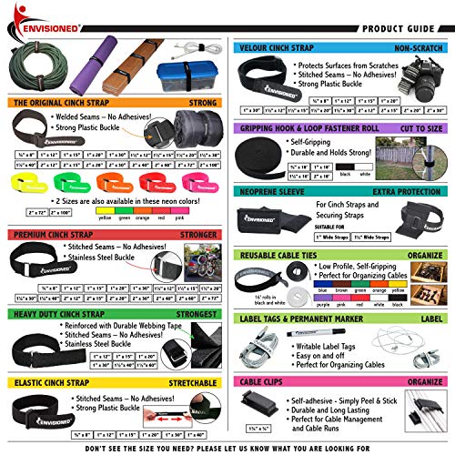 Elastic Reusable Cinch Straps 1.5" x 30" - 6 Pack Multipurpose Quality Hook and Loop Securing Straps - size: 1.5" x 30"