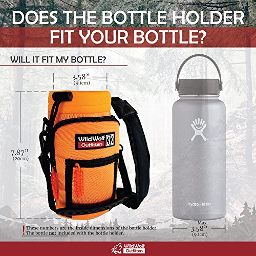 Insulated Water Bottle Holder With Strap, Carrier Bag for Walking, Hiking - color: Orange
