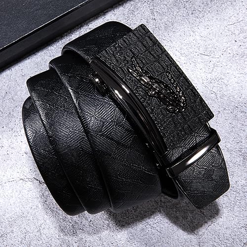 Dubulle Ratchet Belt for Men Leather Adjustable Designer Fashion Buckle - color: Night/Black, size: Adjustable Fit 35" to 45" Waist