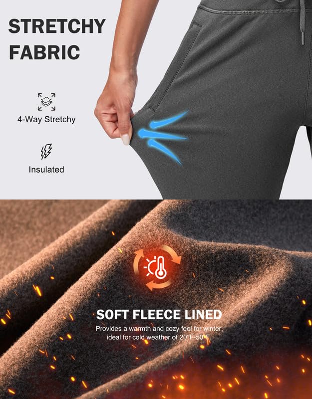 G Gradual Women's Fleece Lined Joggers Water Resistant Hiking Pants - color: Charcoal, size: Medium