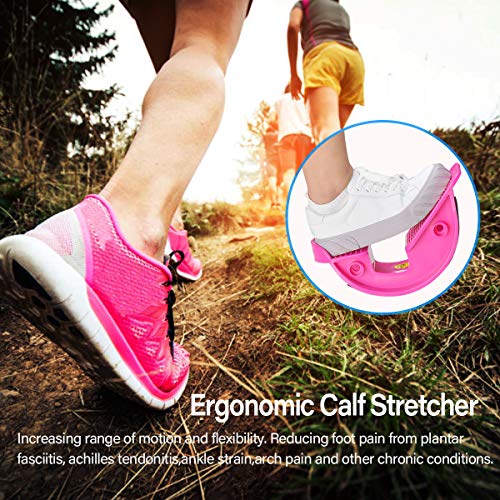 Foot Rocker Calf Stretcher Ankle Plantar Board for Achilles Tendonitis, Muscle Stretch, Feet and Shin Splint Pain Relief - Improve Calf Flexibility, Ankle Mobility - Rose