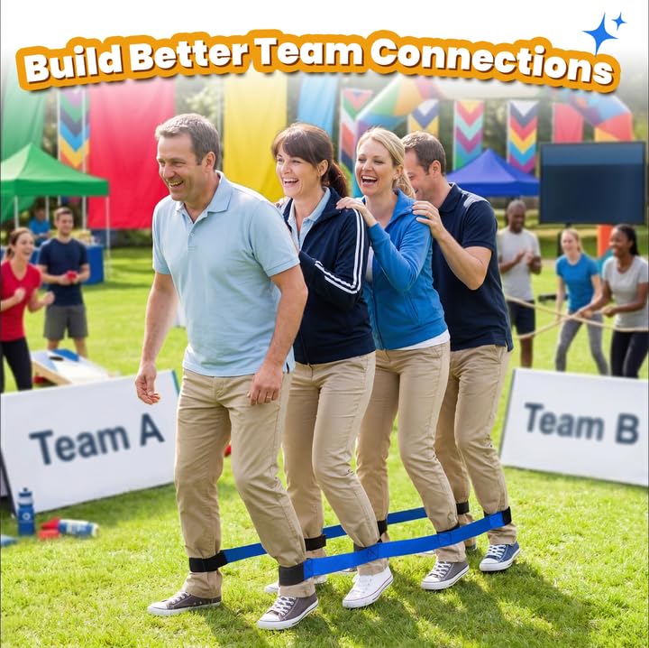 3 Legged Race Bands, Field Day Games for Adults, 4 Players 2pk - color: 2pk(red+blue)-4persons