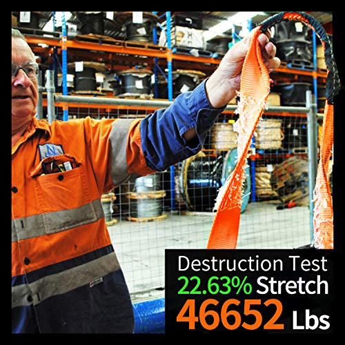 ALL-TOP Extreme Duty Tow Strap Recovery Kit: 4inch x 20ft (46,500lbs) 100% Nylon and 22% Elongation Snatch Strap + 3/4 Heavy Duty D Ring Shackles (2pcs) + Storage Bag - size: 4" x 20' Kit