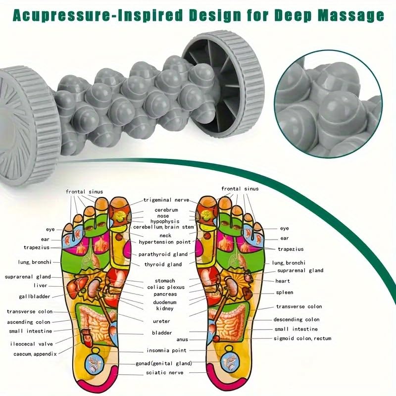 Portable Foot Massager Roller - Deep Tissue Muscle Massage for Plantar Fasciitis Relief, Heel & Arch Pain - Reflexology Therapy Tool for Men & Women (Dark Gray) - color: Dark Gray