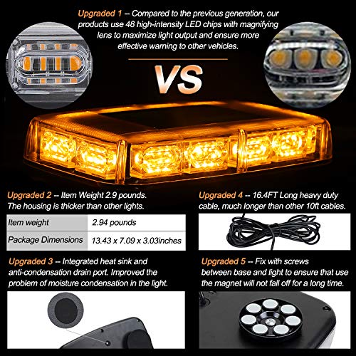ASPL 48LED Roof Top Strobe Lights with Magnetic Base - color: Amber