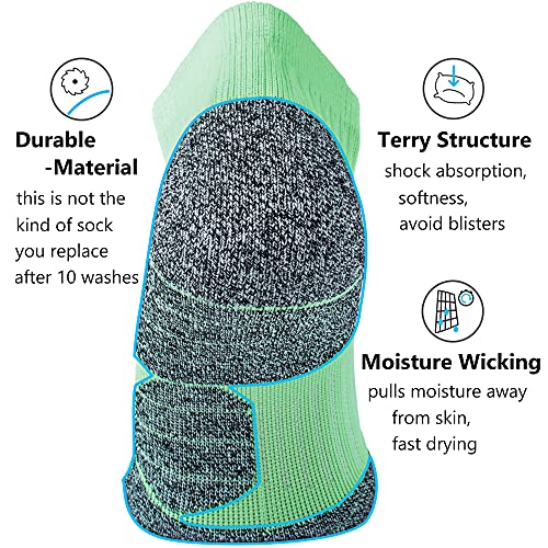 CWVLC Cushioned Athletic Ankle Compression Socks for Women Men 3/6 Pairs - color: 3-pairs Light-green, size: Large