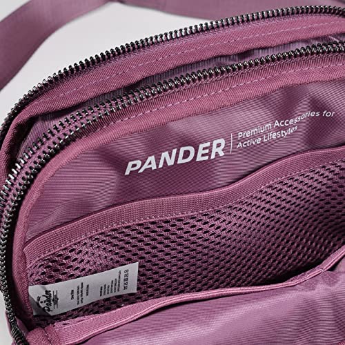Pander Nylon Fanny Pack Belt Bag for Women with 5 Zipper Pockets - color: Purple Lavender