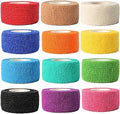 12 Pack Self Adhesive Bandage Wrap, 1" x 5 Yards, Cohesive Athletic Tape - size: 1x180 Inch (Pack of 12)