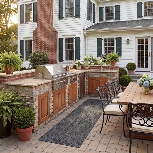 SAFAVIEH Courtyard Outdoor Runner Rug 2'3"x8', Black & Grey CY8520-53722 - color: Black/Grey, size: 2'3" x 8' (Runner)