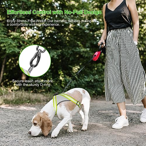 Visinite LED Dog Harness, USB Rechargeable Light Up Dog Vest, 2 Illuminate Modes Glow in The Dark Dog Harness, Adjustable Lighted Pet Harness Light for Night Walking Safety (Green, M) - color: Green, size: Medium