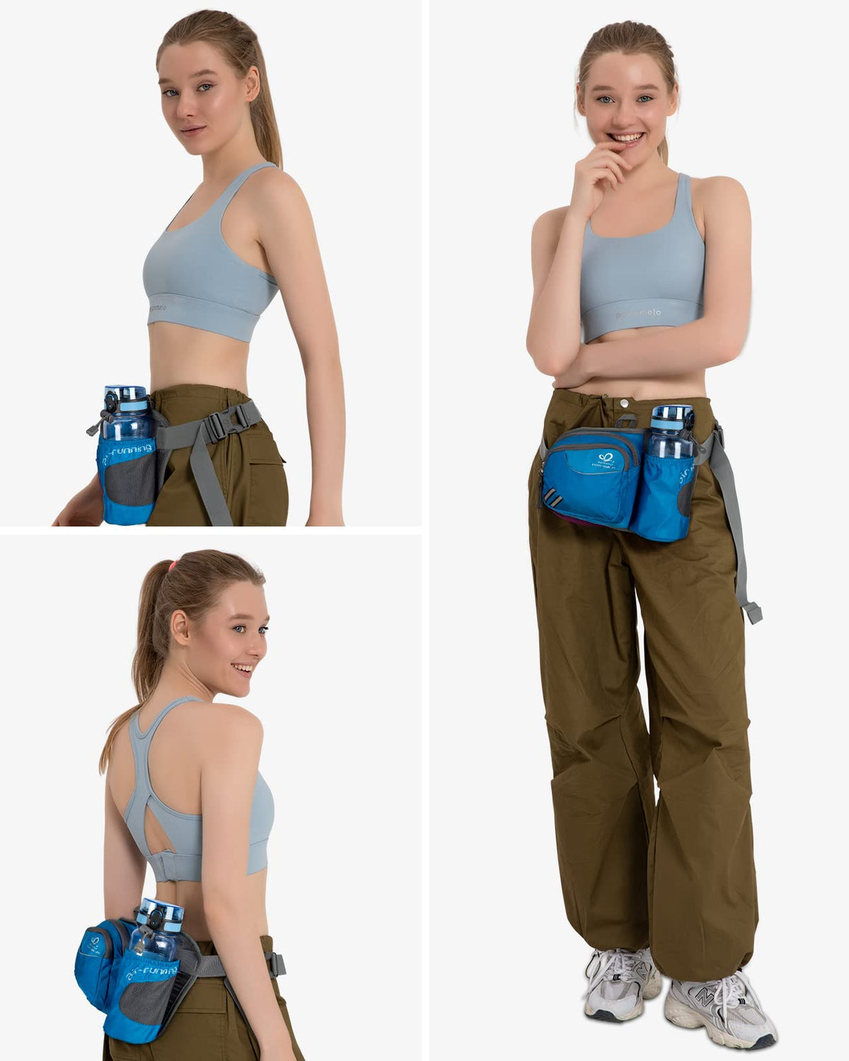 WATERFLY Fanny Pack Waist Bag: Waist Pack for Women Men with Water Bottle Holder Hiking Fanny Pack for Running Walking DogWalking Travel Cycling - color: blue