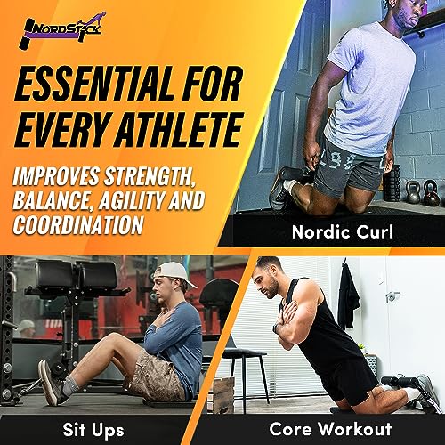 NordStick Nordic Hamstring Curl Strap - Original Nord Stick Exercise Set for Home and Travel - 5 Second Set Up - style: Nordstick - Black, Grey