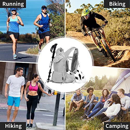 IX INOXTO Hydration Pack Backpack, Lightweight Water Backpack with 2L Hydration Bladder Daypack for Men Women,Running Hydration Vest for Trail Running Hiking Cycling Race Climbing - color: Grey white - 2L