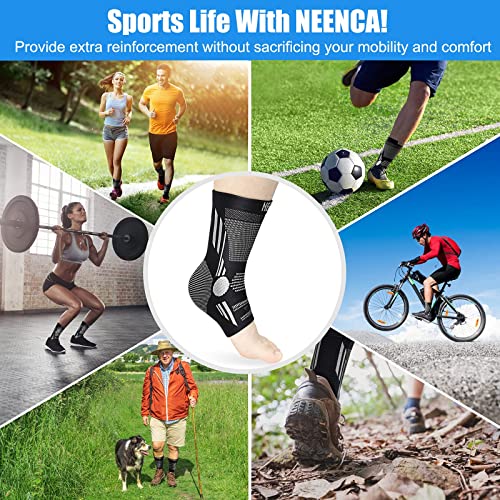 NEENCA Foot & Ankle Brace Socks for Sprained-Ankle Compression Sleeves Set - color: Black, size: Medium
