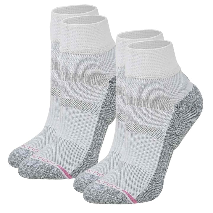 Dr. Motion Compression Quarter Socks For Women With Enhanced Cushion And Breathable Arch Support 6 Pairs - color: White