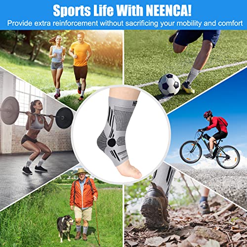 NEENCA Foot & Ankle Brace Socks for Sprained-Ankle Compression Sleeves Set - color: Grey, size: Small