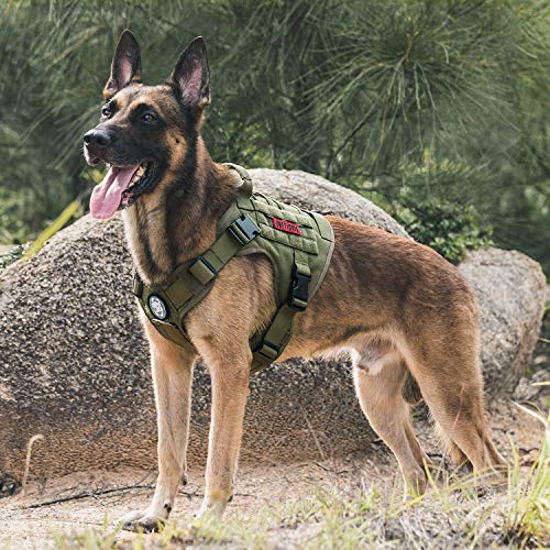 OneTigris Tactical Dog Harness with Handle No-Pull Adjustable for Small Dog - color: Green, size: XX-Small