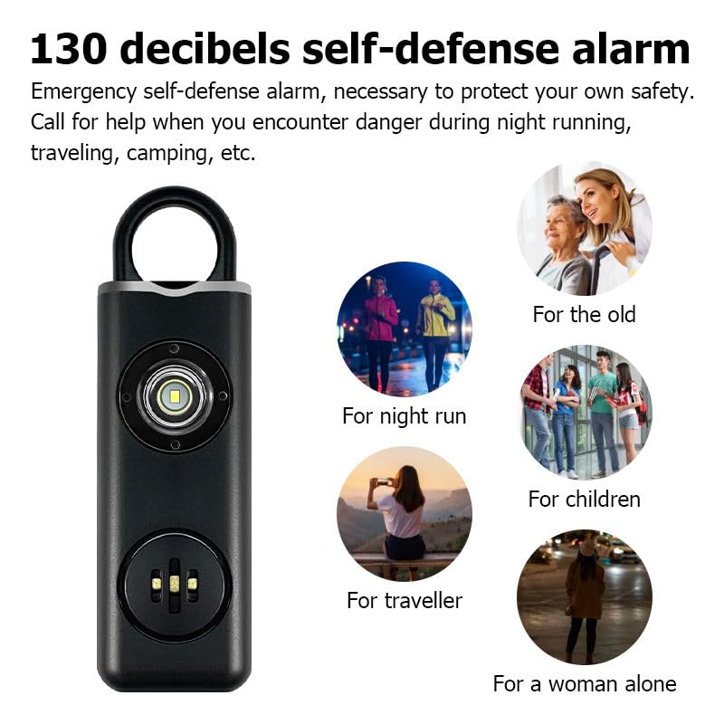 Rechargeable Personal Safety Alarm for Women | 130dB Loud Siren with Strobe Light & Flashlight | Self Defense Keychain for Girls, Elderly & Night Safety – Compact & Easy to Carry