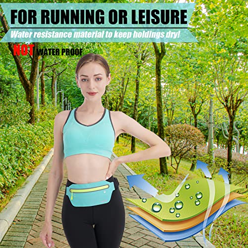 USHAKE Slim Running Belt Waist Pack, Ultra Light Bounce Free for Workout - color: Mint Blue
