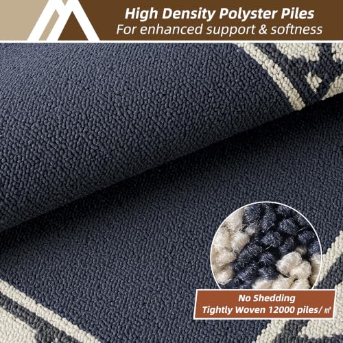 COSY HOMEER Washable Kitchen Rugs Sets of 2 Non-Slip Kitchen Mats,Navy - color: Navy Blue, size: 24"x35" + 24"x60"