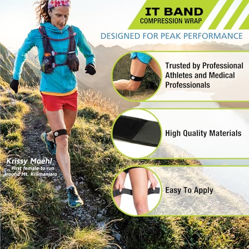 Pro-Tec Athletics IT Band Compression Wrap, Knee Brace, Compression Wraps, Knee Strain, Knee and Outside of Knee Support, Iliotibial Band Syndrome, Adjustable, Men & Women, Working Out - size: X-Large
