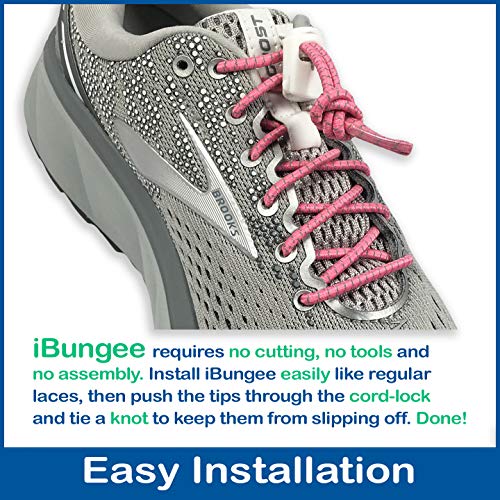 IBUNGEE LACES (Elastic No Tie Shoelaces (Made in the USA) - color: Pink Reflective, size: 22-inch