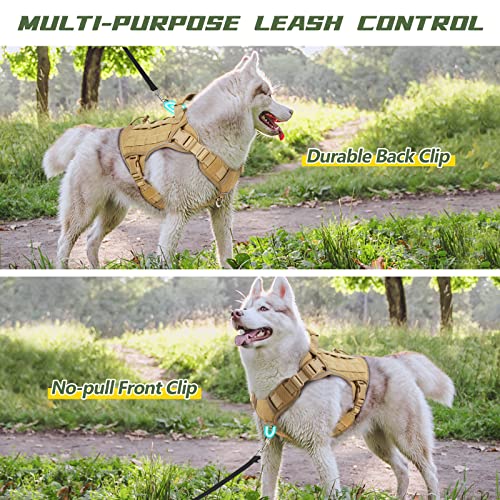 WINGOIN Tactical Dog Harness for Small Dogs,Heavy Duty No Pull Dog Harness - color: Khaqi, size: Small: 15-30 lbs (Chest:20-26",Neck:15-18")