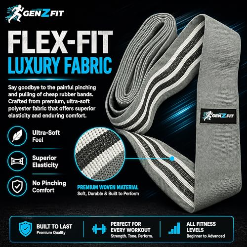 Premium 76" Extra Long Resistance Band for Working Out, 3" Wide Non-Slip Fabric Exercise Band for Stretching, Yoga, Strength Training & Physical Therapy - color: Grey